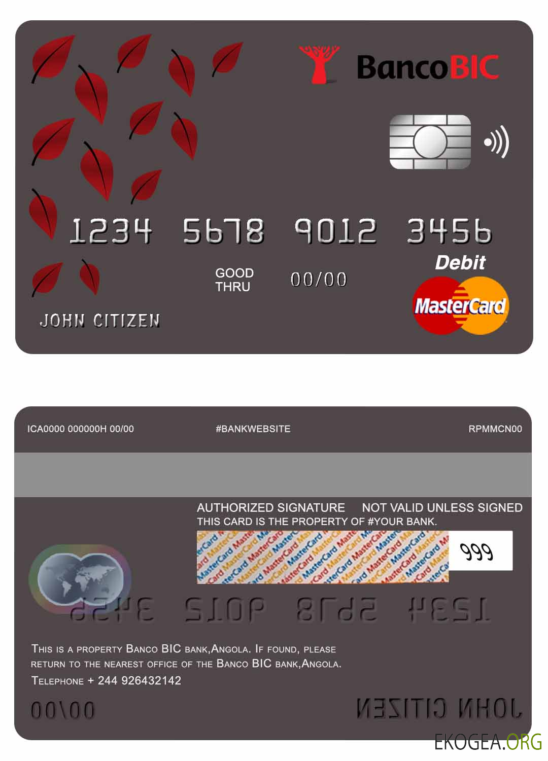 Carte de débit mastercard de la banque Angola Banco BIC